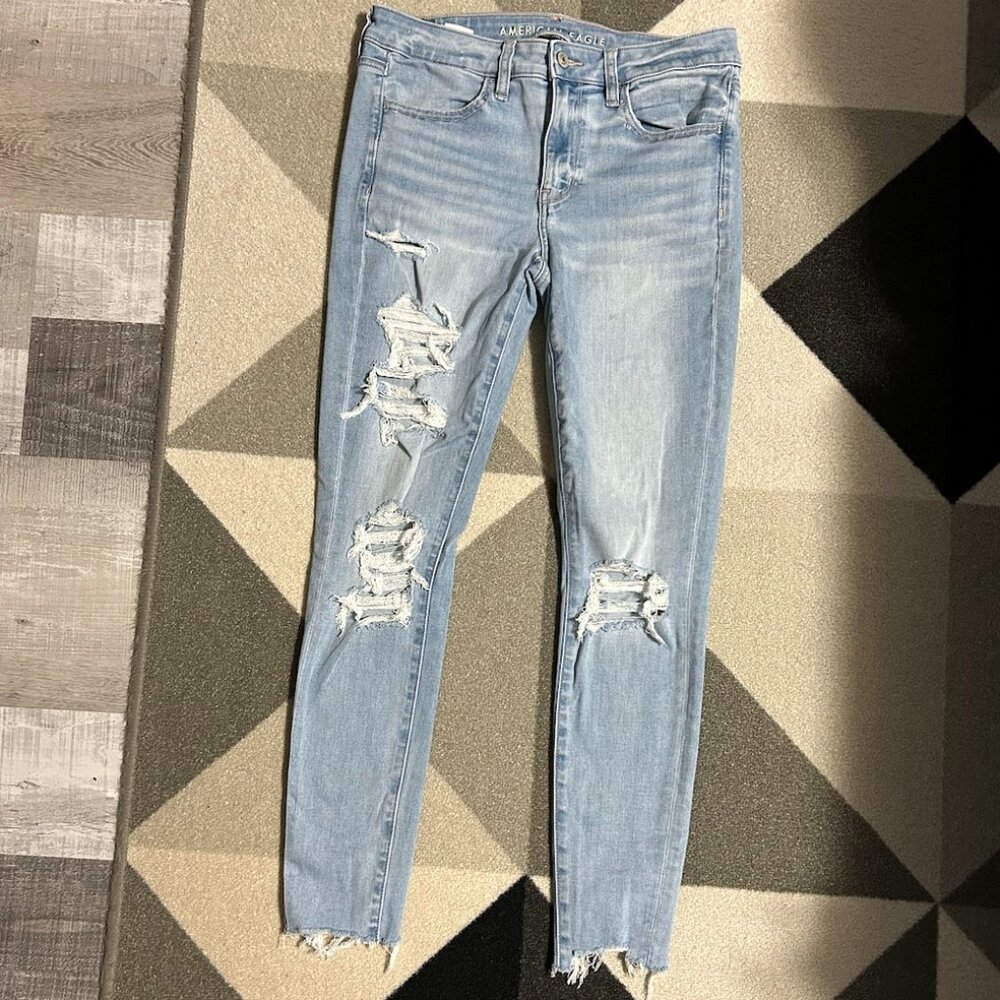 American Eagle Distressed Raw Hem Skinny Jeans Women's Size 6
